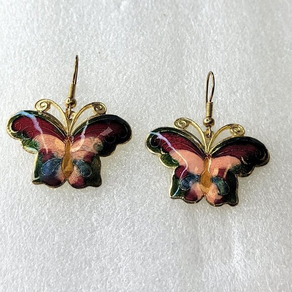 Enamel Butterfly Earrings Colorful Butterfly Earrings - Picture 5 of 12